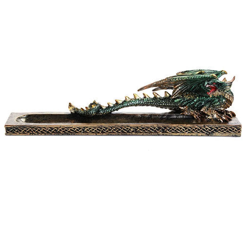 11" Green Dragon on Gold Stick Incense Burner