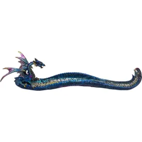 12.25" Polyresin Incense Holder - Blue Dragon with Claw