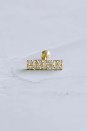 14K GOLD JEWELRY MINIMALIST DELICATE CZ THICK STICK BAR RECTANGLE EAR STUD EARRING PIERCING