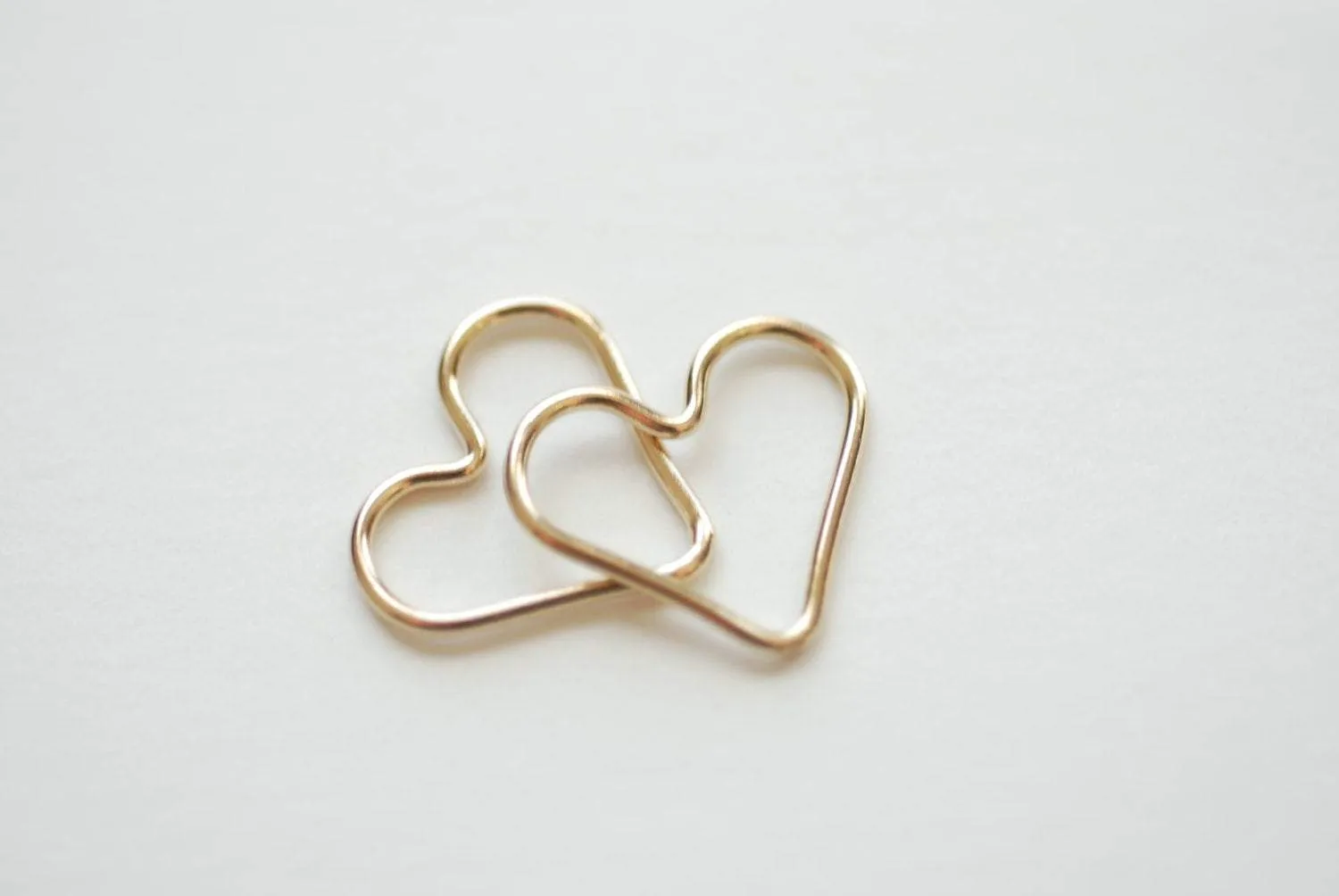 14k gold Wholesale filled, 14k rose gold filled, or sterling silver Open Heart Wire, Heart connector link spacer, Heart Jump Rings, 18 gauge wire,E124