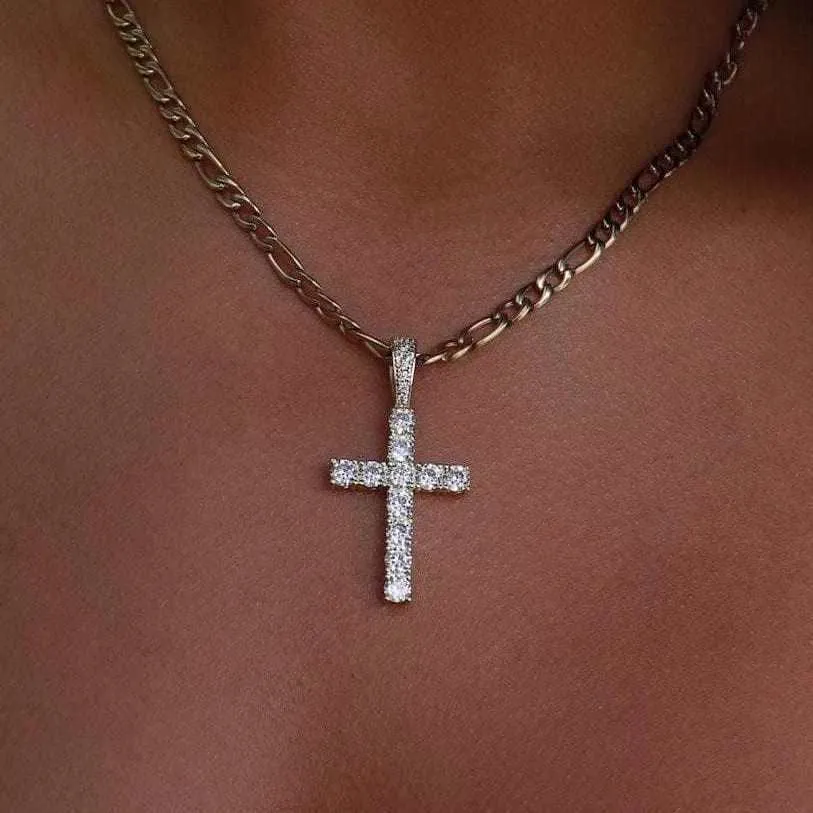 18k Vermeil Diamond Cross