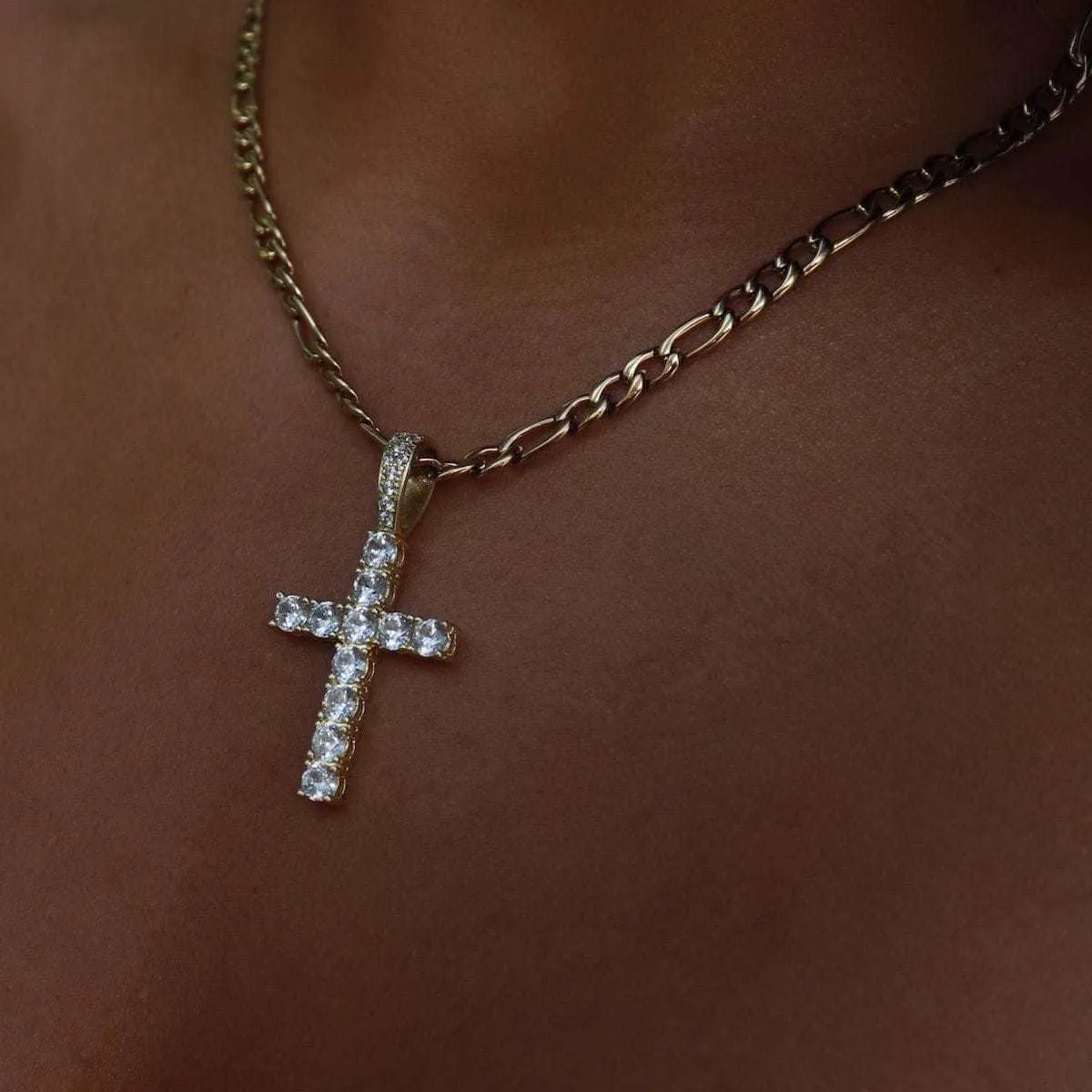 18k Vermeil Diamond Cross