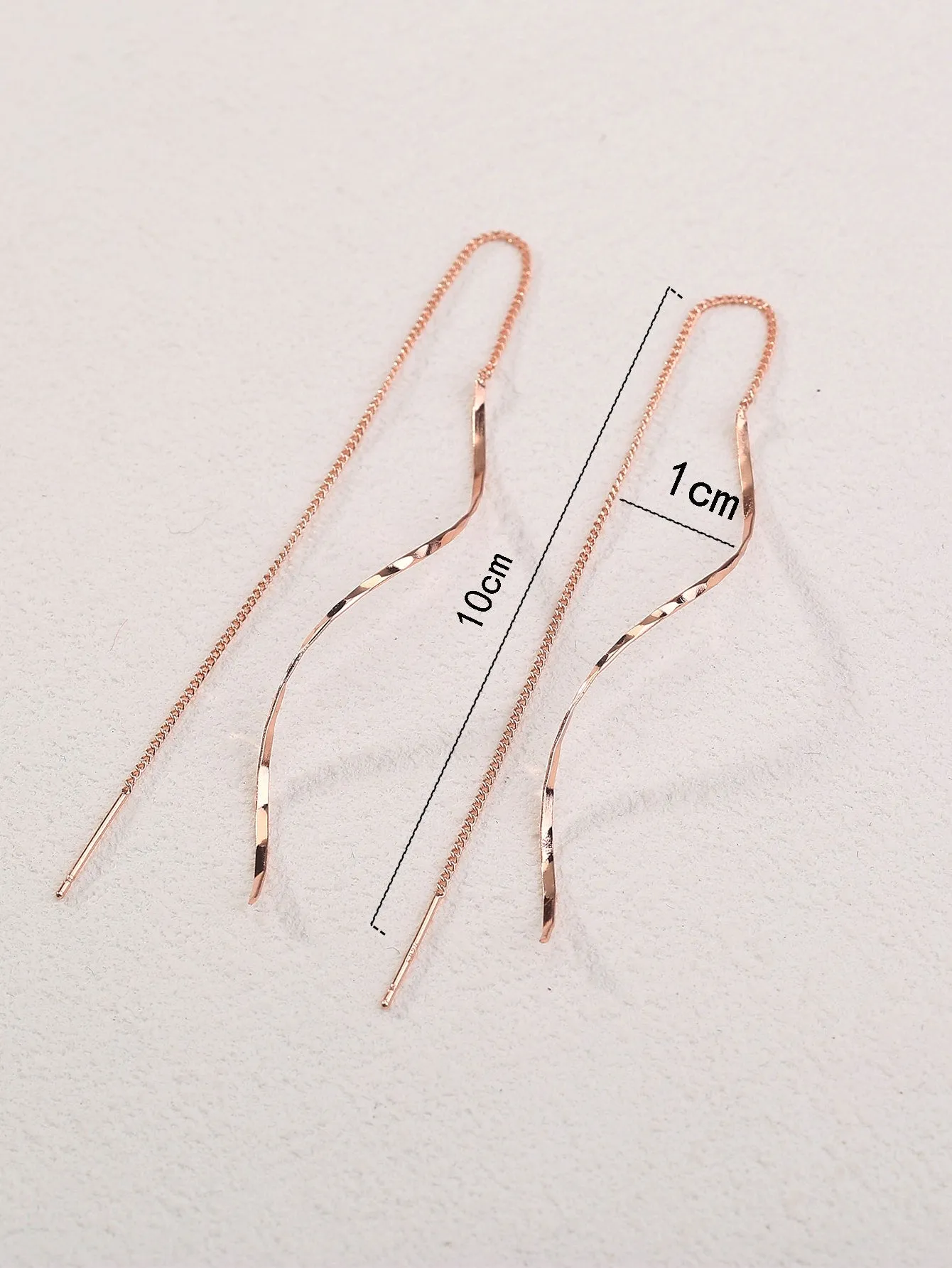 1pair Long Tassel Threader Earrings Wave Shaped Simple Long Chain Earrings Elegant Earrings For Women