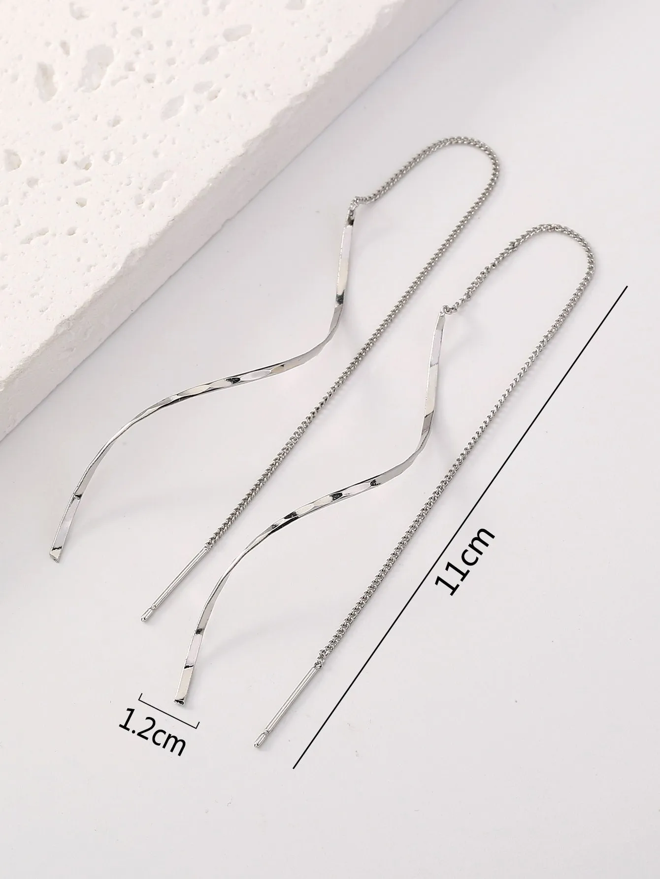 1pair Long Tassel Threader Earrings Wave Shaped Simple Long Chain Earrings Elegant Earrings For Women