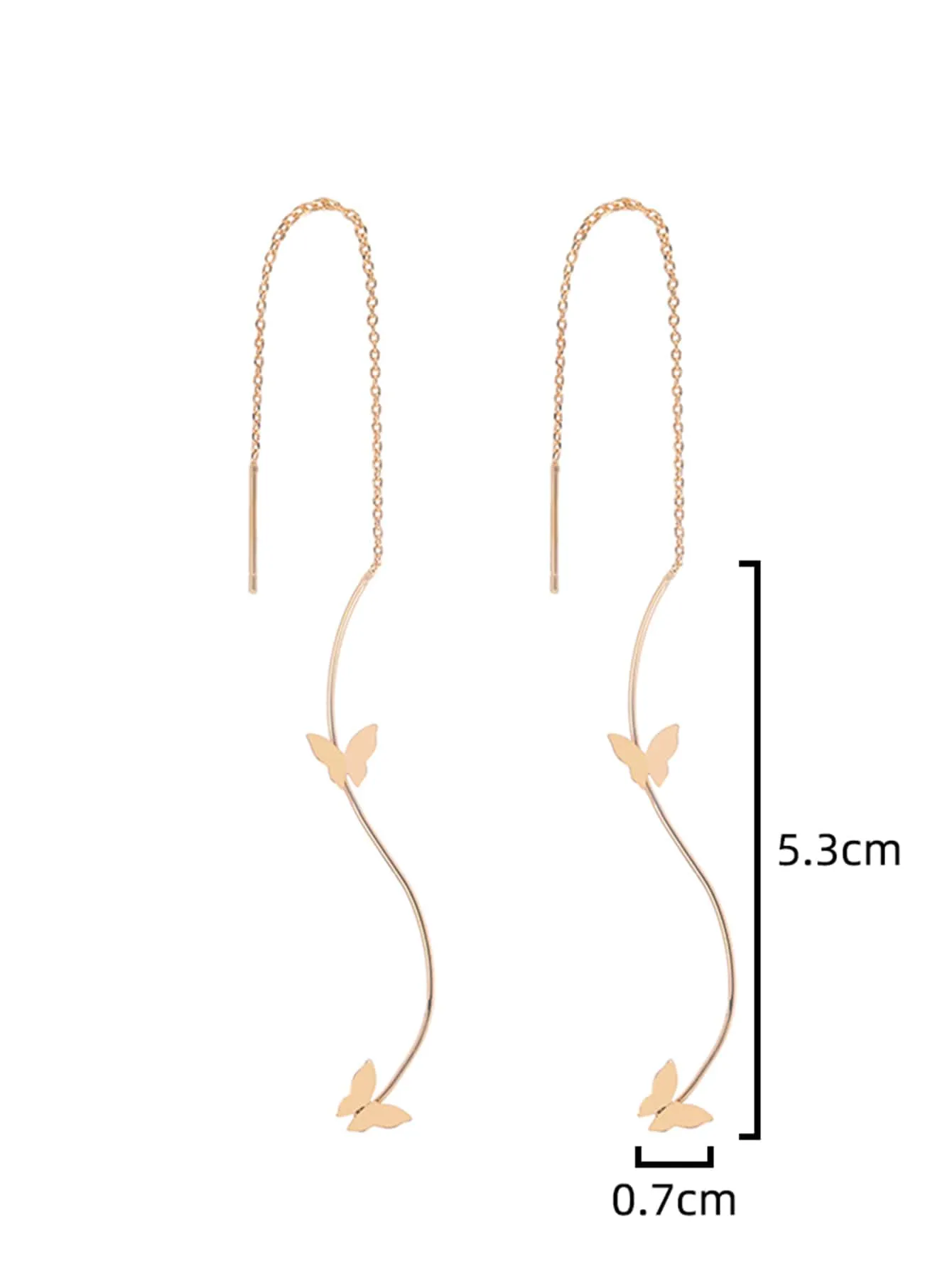 1pair Long Tassel Threader Earrings Wave Shaped Simple Long Chain Earrings Elegant Earrings For Women