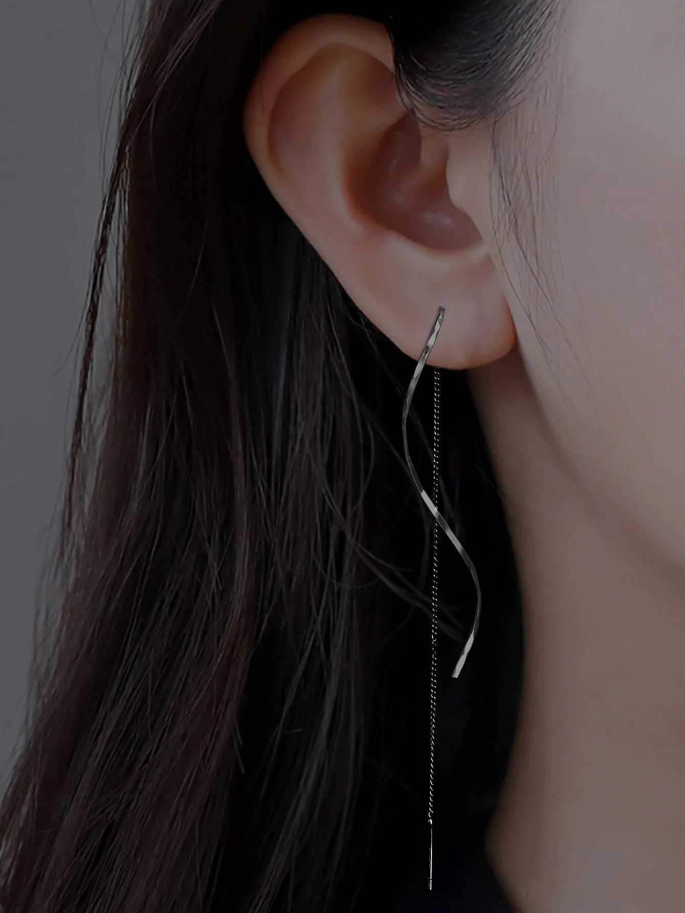 1pair Long Tassel Threader Earrings Wave Shaped Simple Long Chain Earrings Elegant Earrings For Women