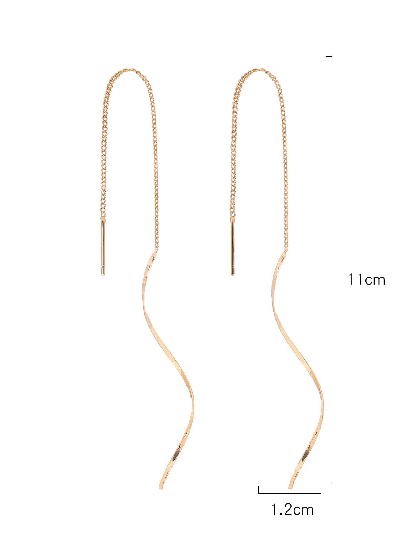 1pair Long Tassel Threader Earrings Wave Shaped Simple Long Chain Earrings Elegant Earrings For Women