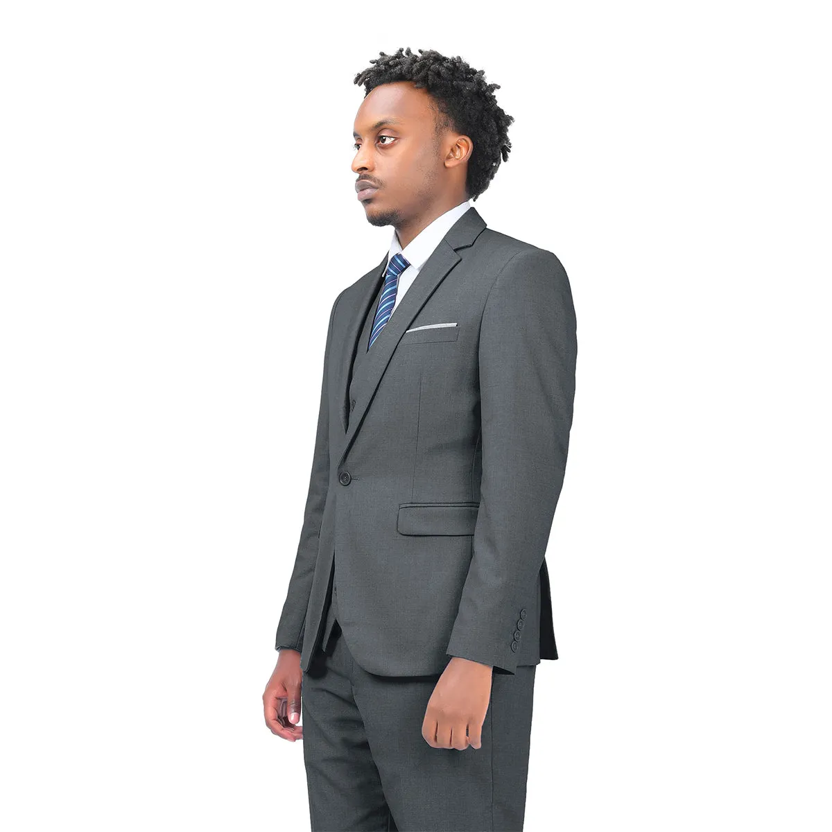 2-Piece Slim Fit Simple Designed Grey Suit