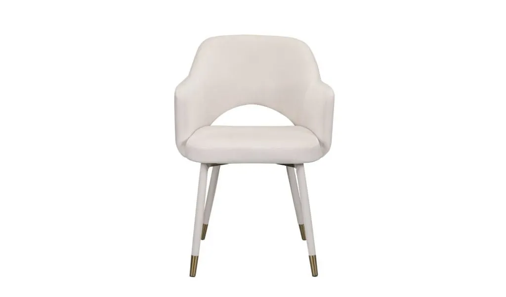 22 Cream Velvet And Gold Solid Color Parsons Chair