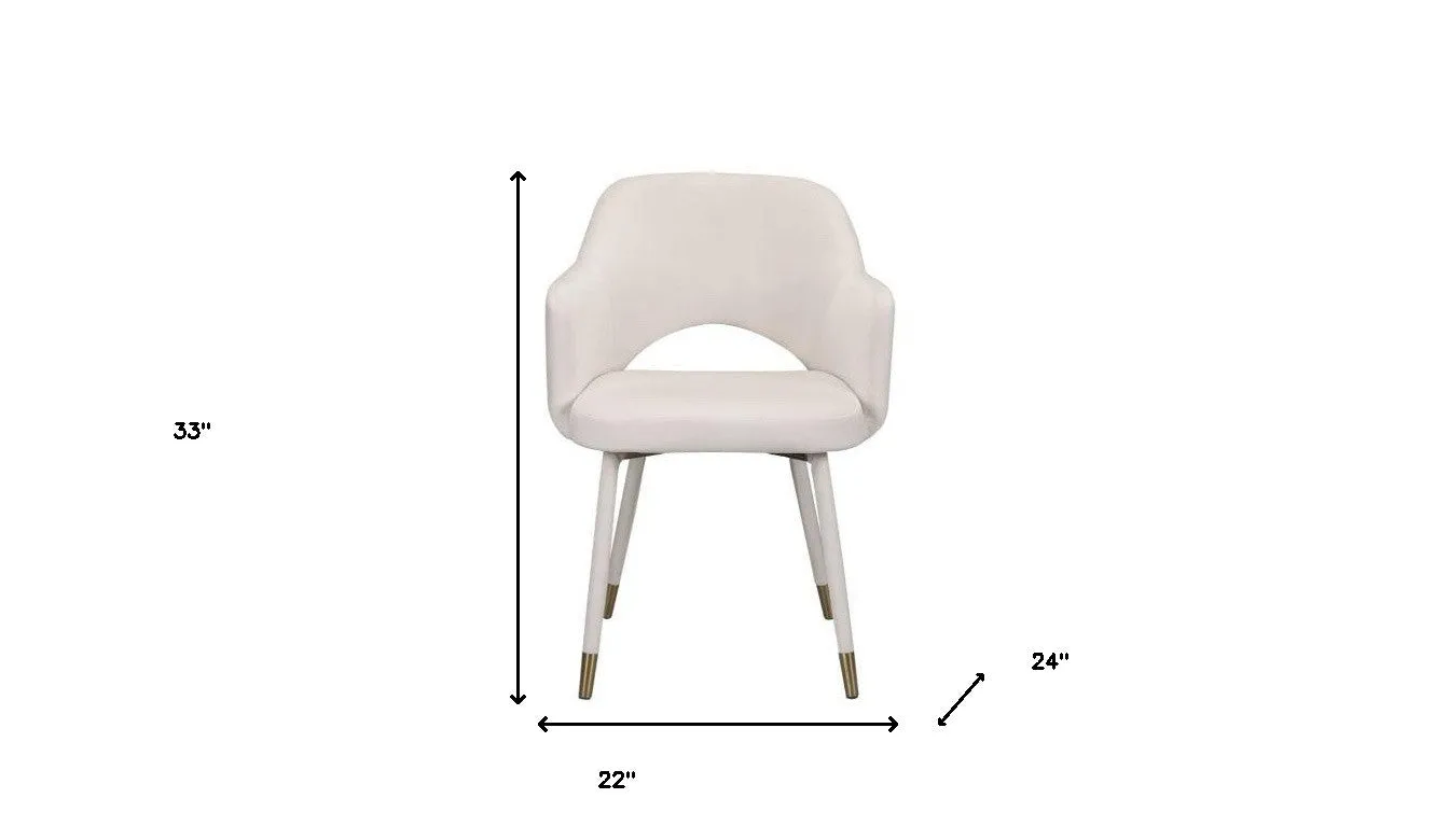 22 Cream Velvet And Gold Solid Color Parsons Chair