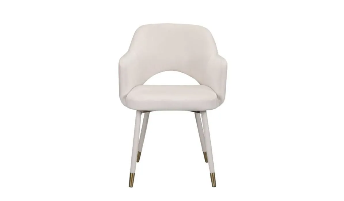 22 Cream Velvet And Gold Solid Color Parsons Chair