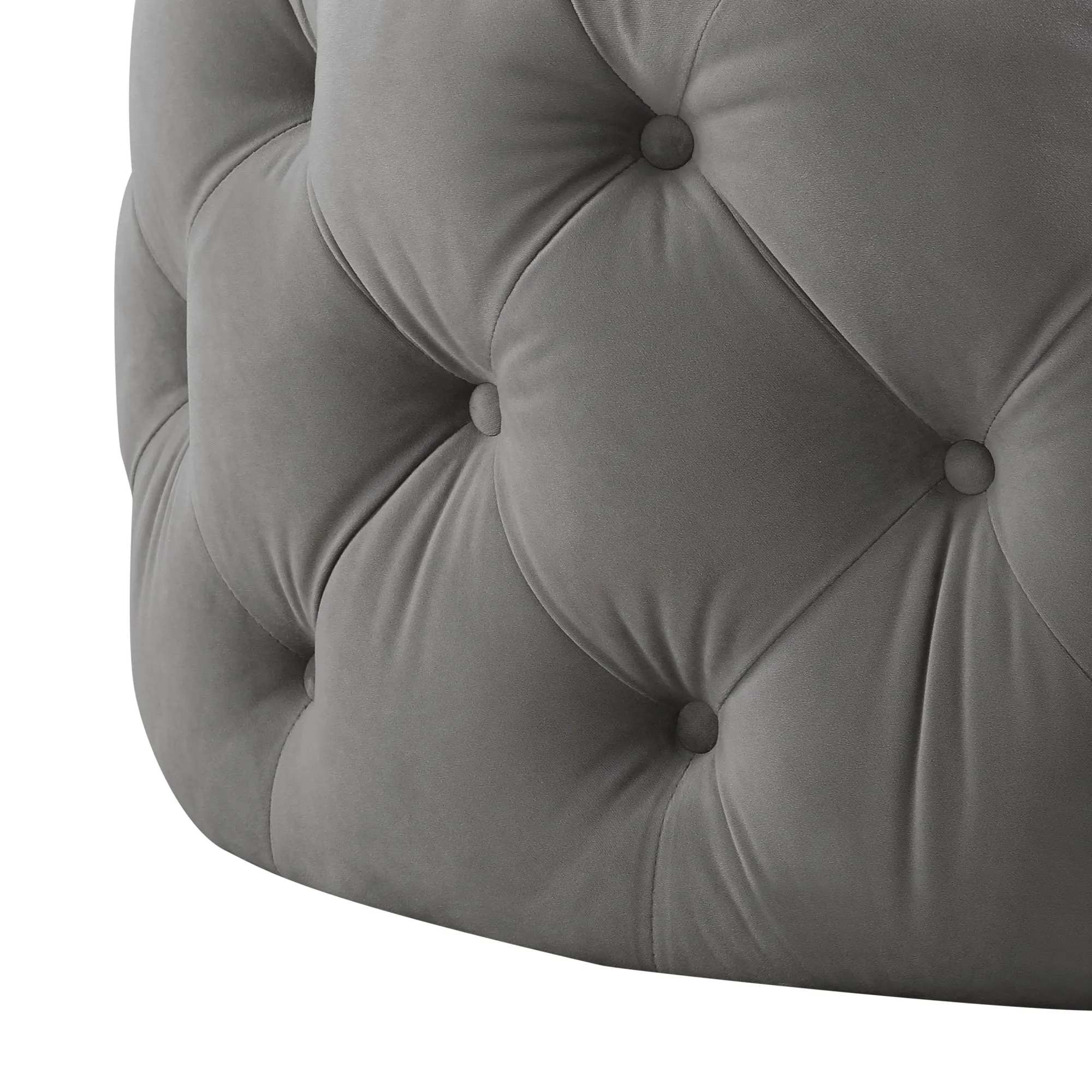 33 Blush Velvet And Black Rolling Tufted Round Cocktail Ottoman