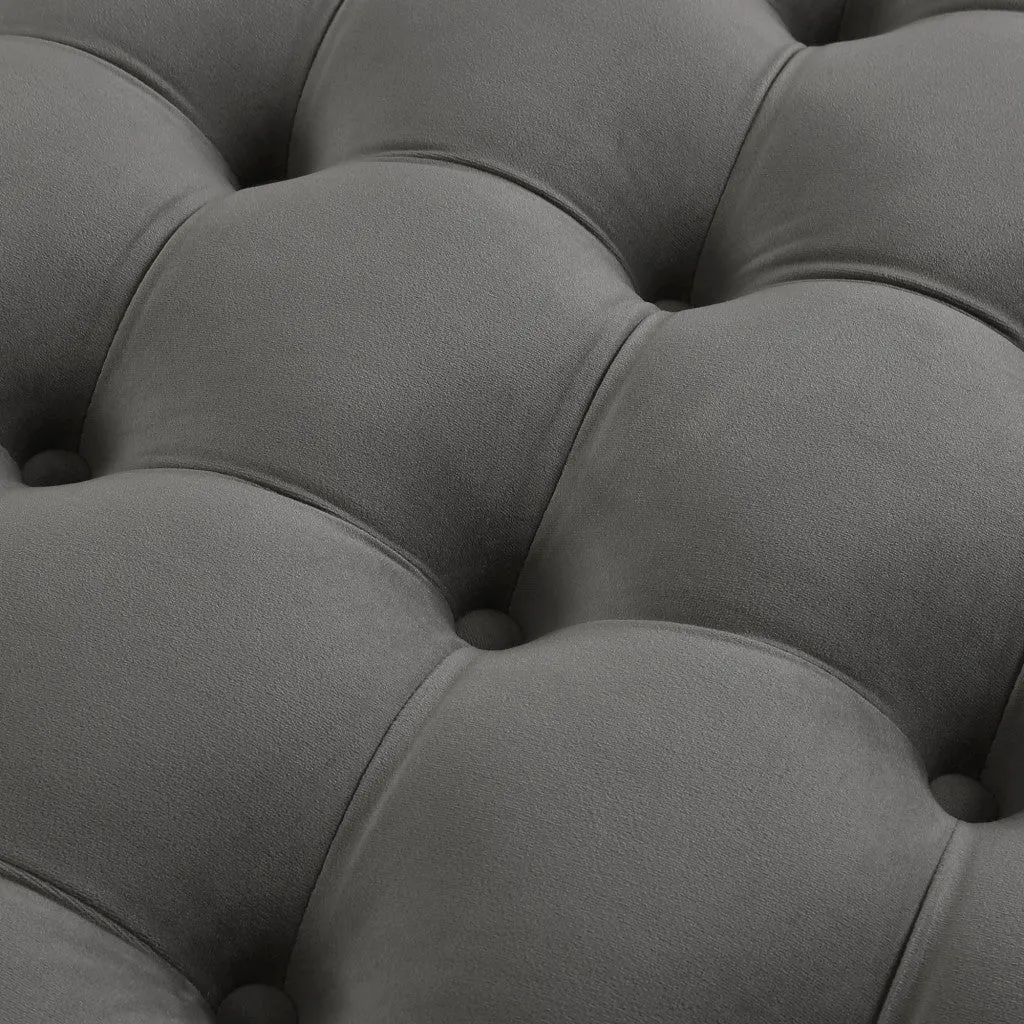 33 Blush Velvet And Black Rolling Tufted Round Cocktail Ottoman