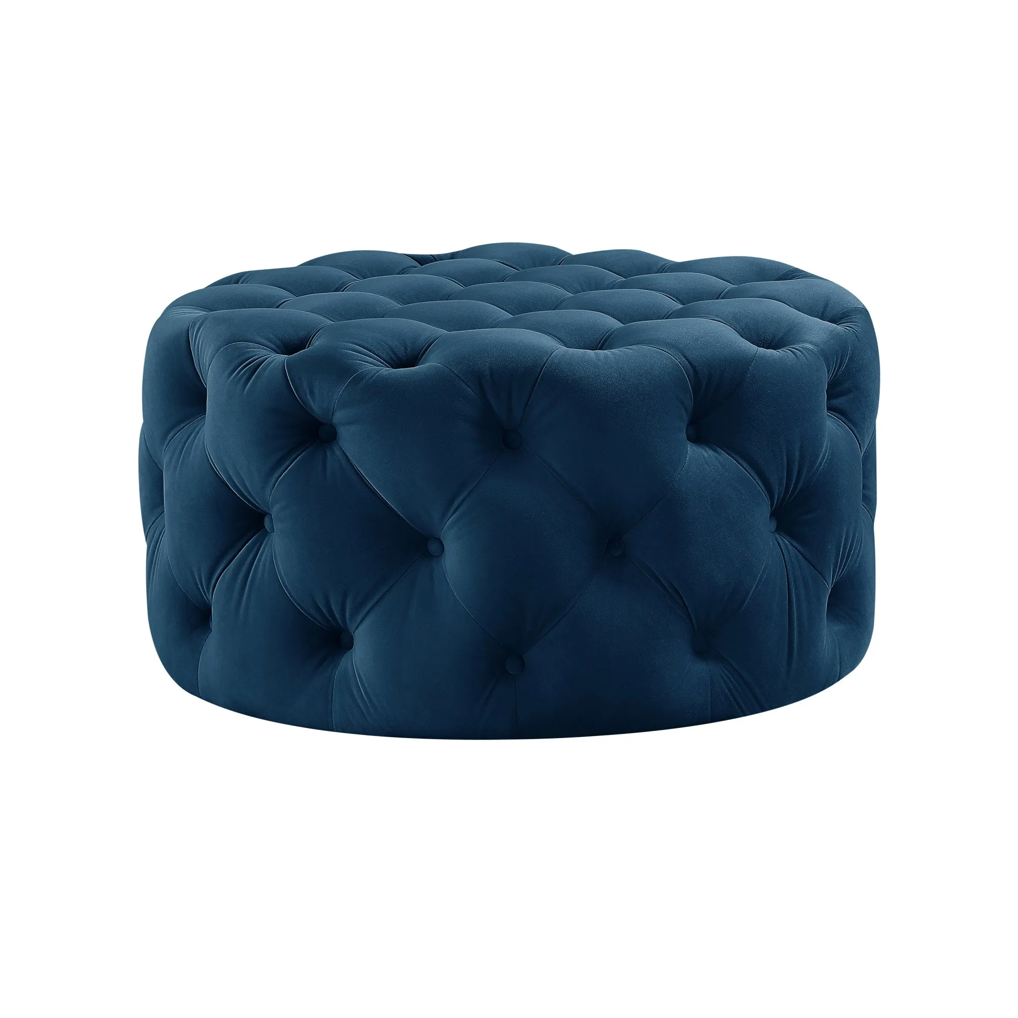 33 Blush Velvet And Black Rolling Tufted Round Cocktail Ottoman