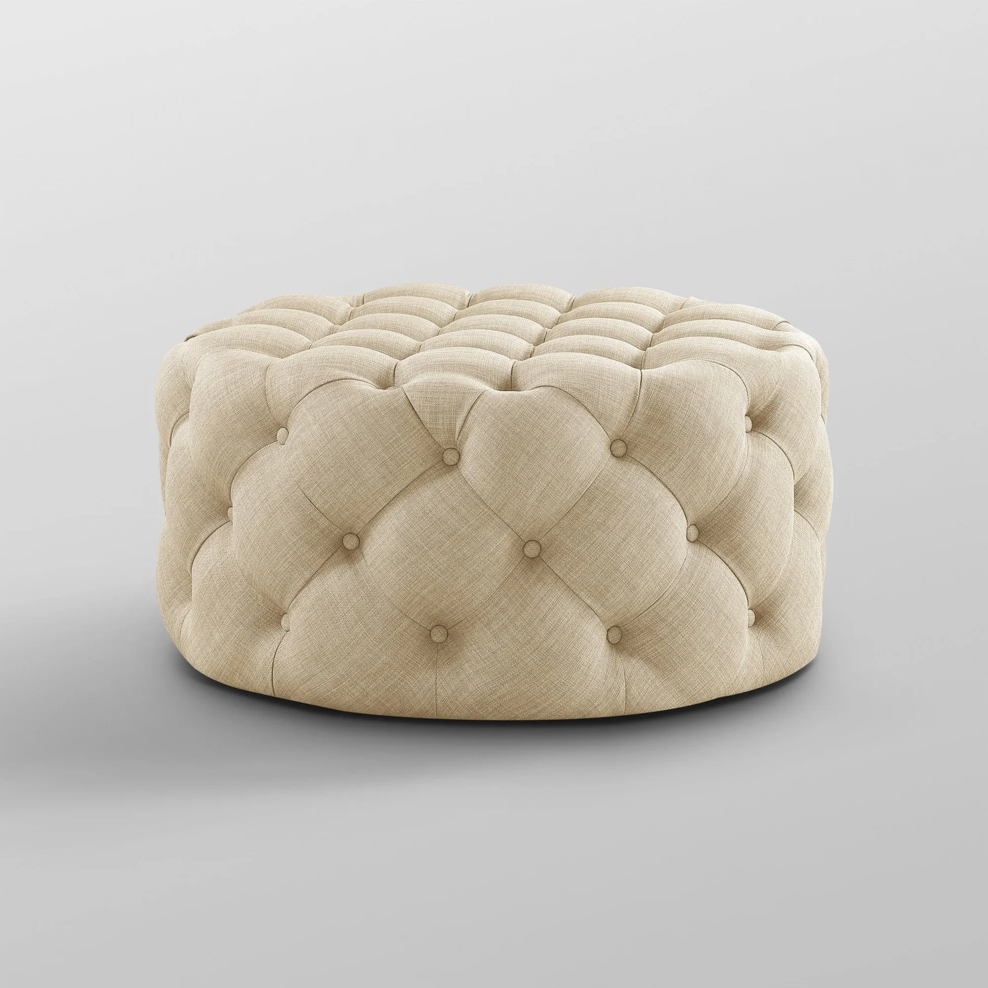 33 Blush Velvet And Black Rolling Tufted Round Cocktail Ottoman