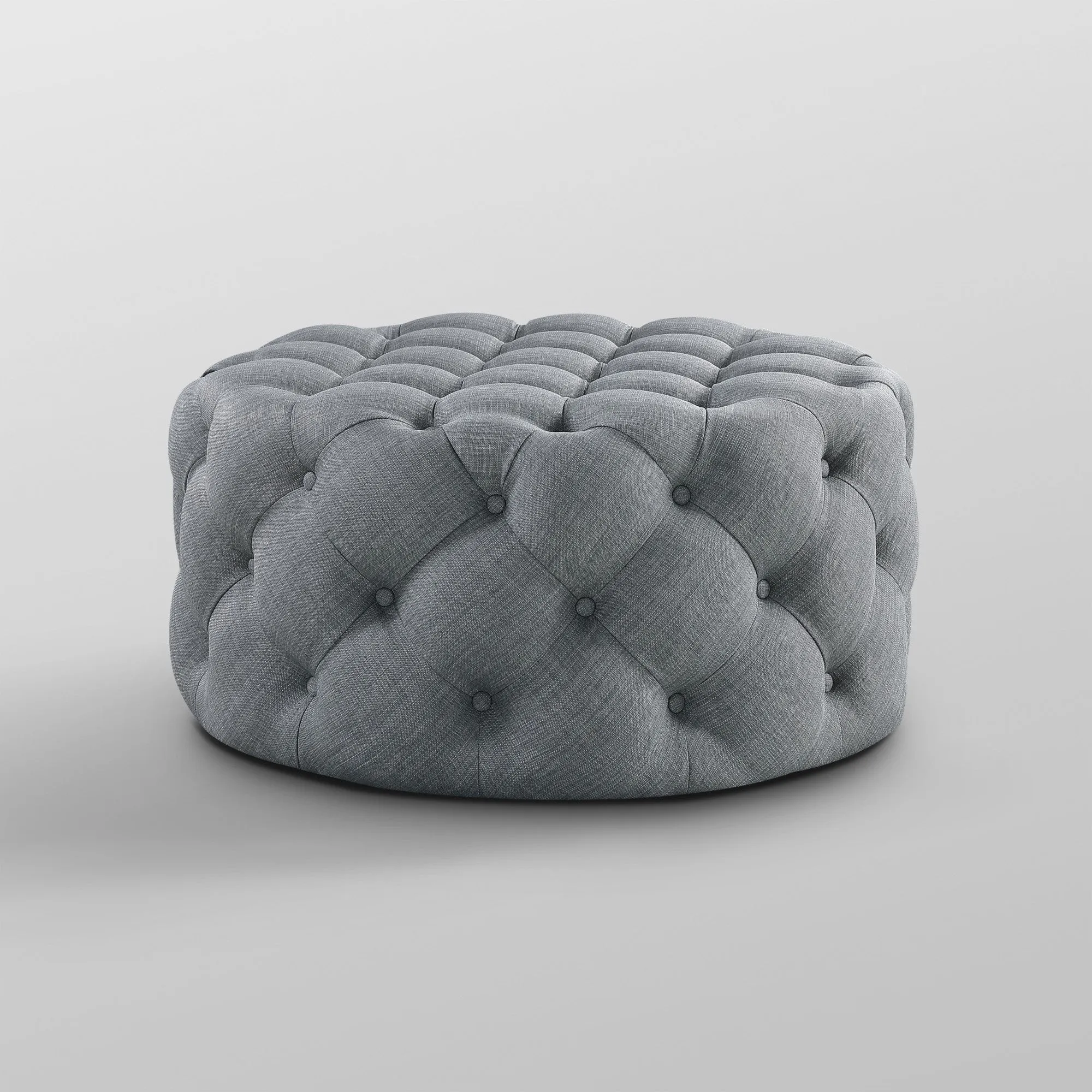 33 Blush Velvet And Black Rolling Tufted Round Cocktail Ottoman