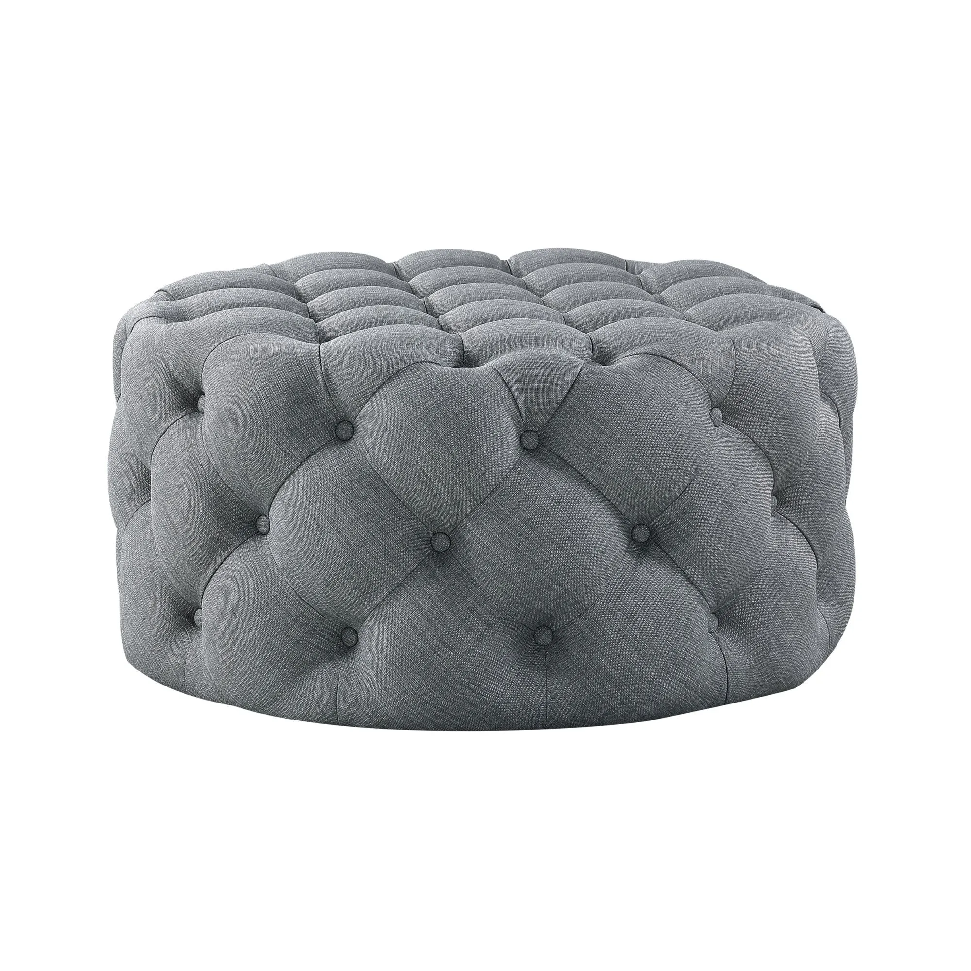 33 Blush Velvet And Black Rolling Tufted Round Cocktail Ottoman