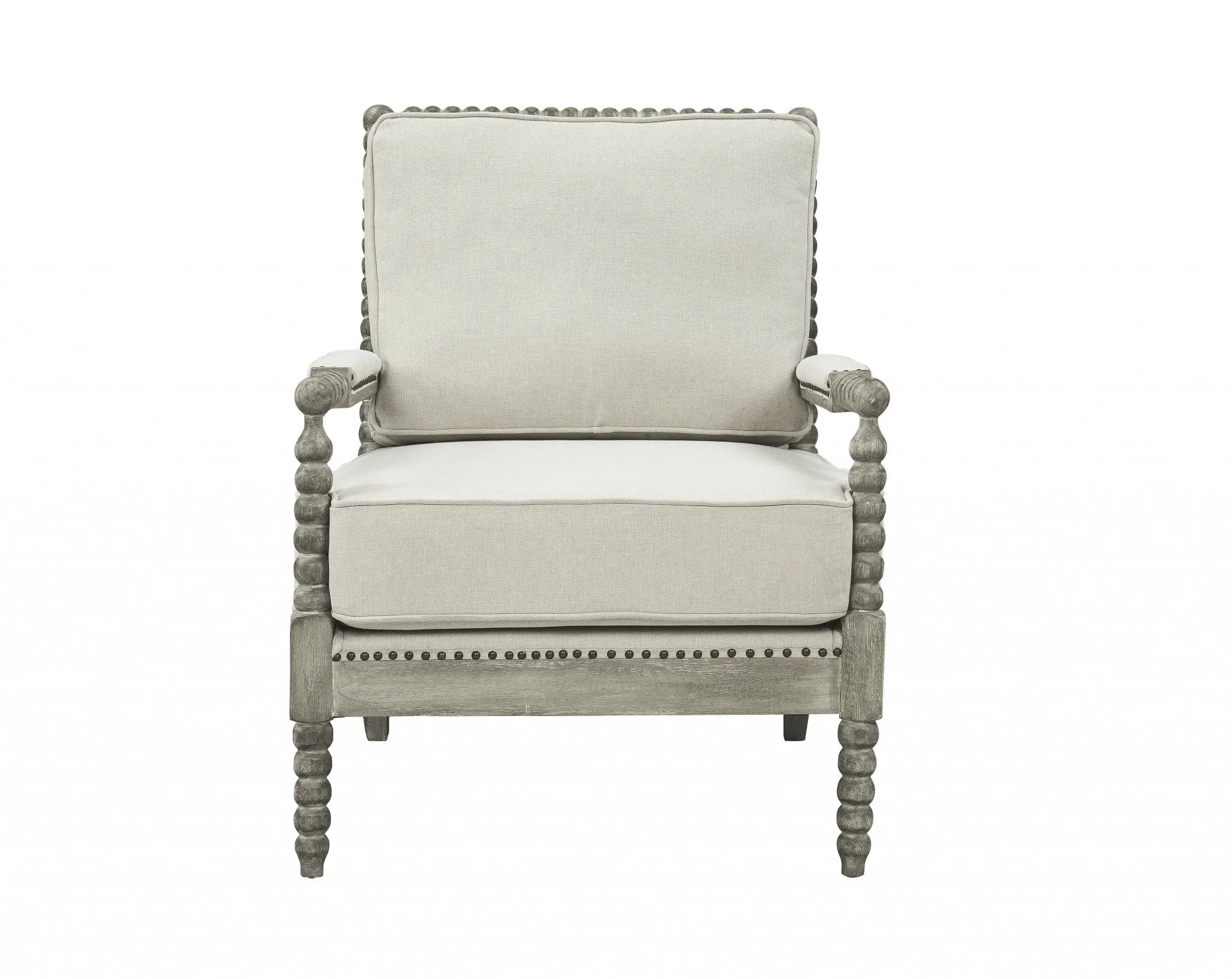 35 Beige Linen And Gray Oak Solid Color Club Chair