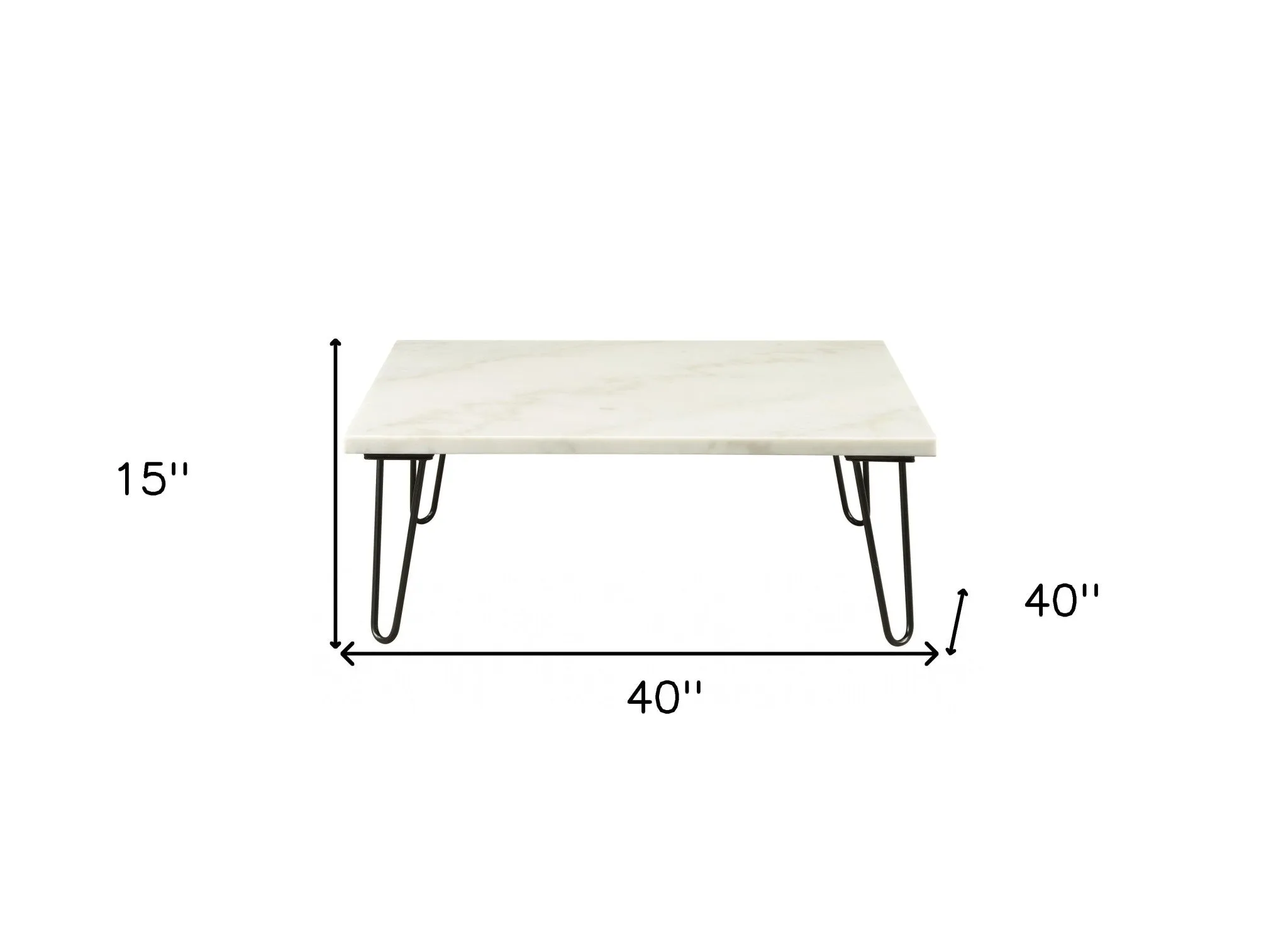 40 White And Black Faux Marble And Iron Coffee Table