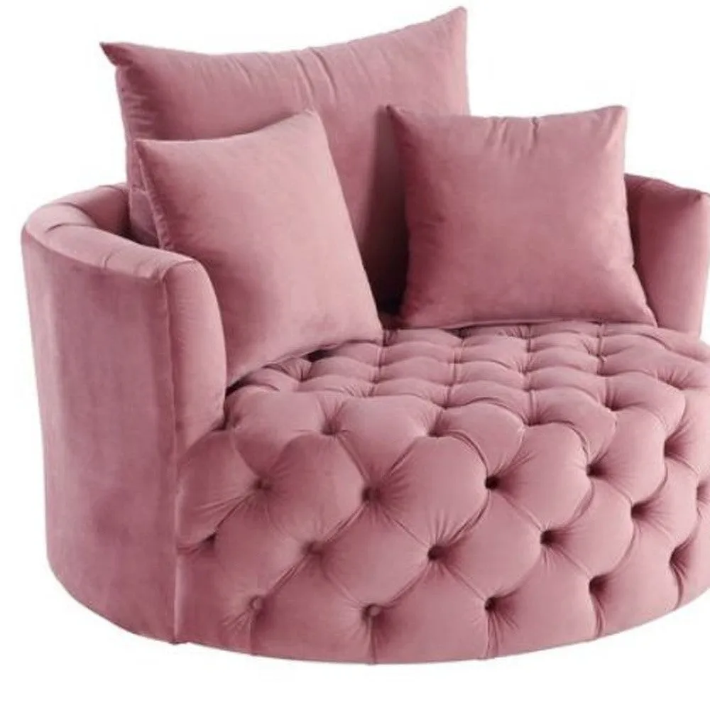 43 Pink Velvet Solid Color Barrel Chair