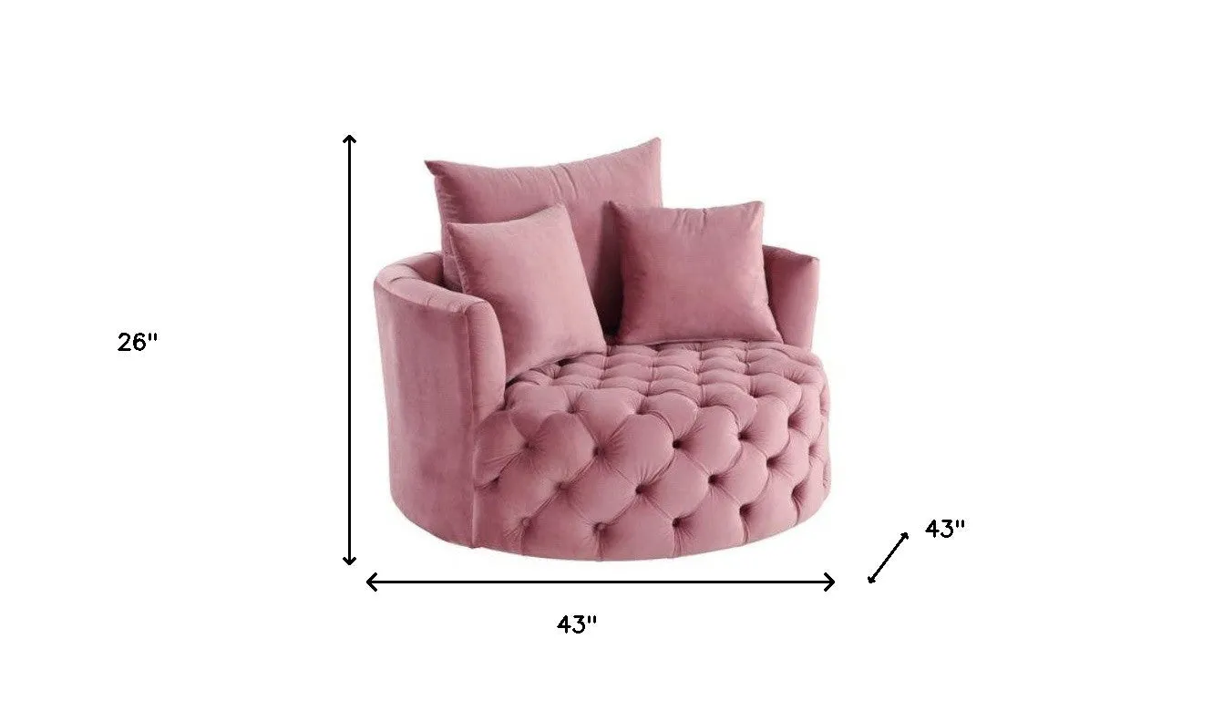 43 Pink Velvet Solid Color Barrel Chair