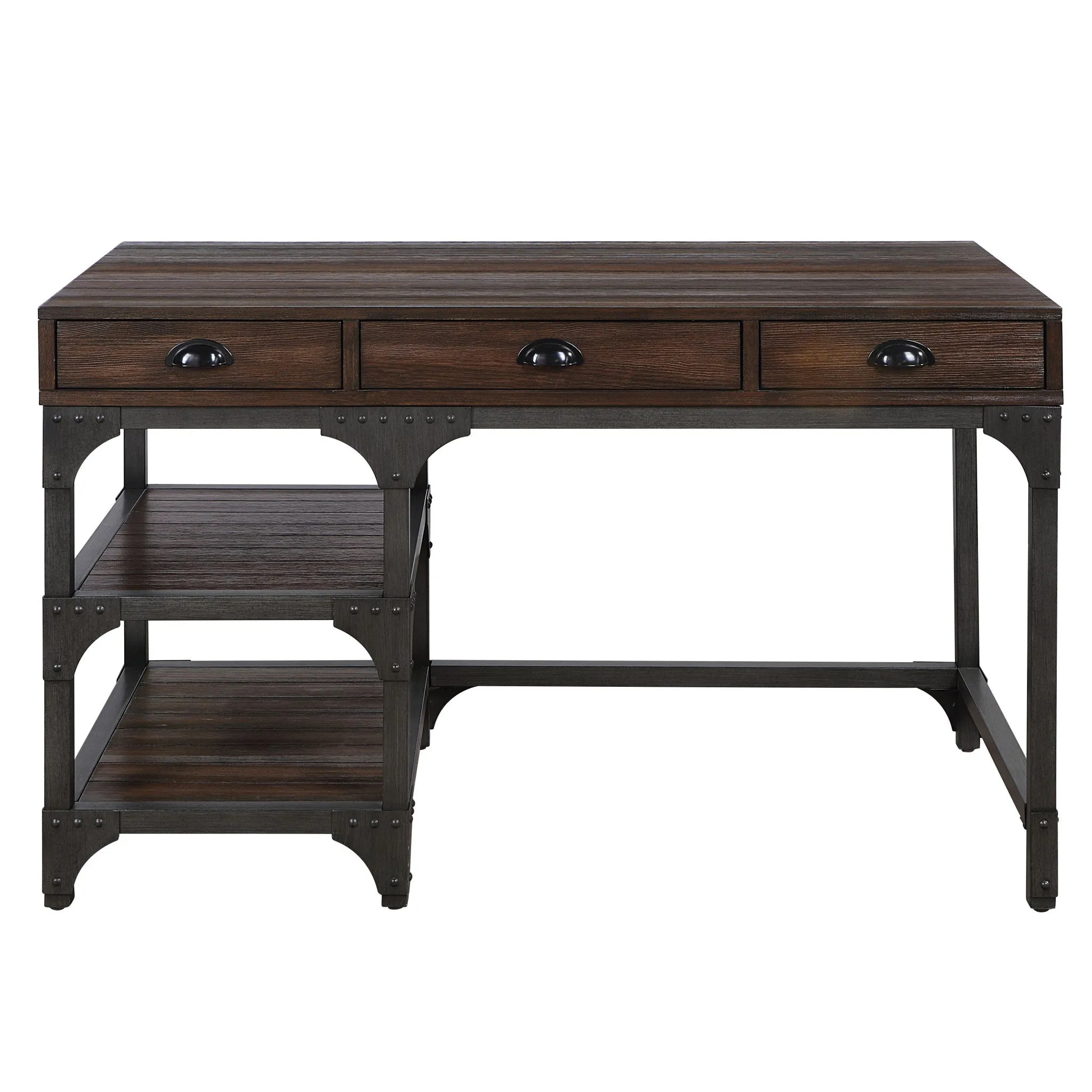 47 Espresso and Gray Writing Desk With Three Drawers