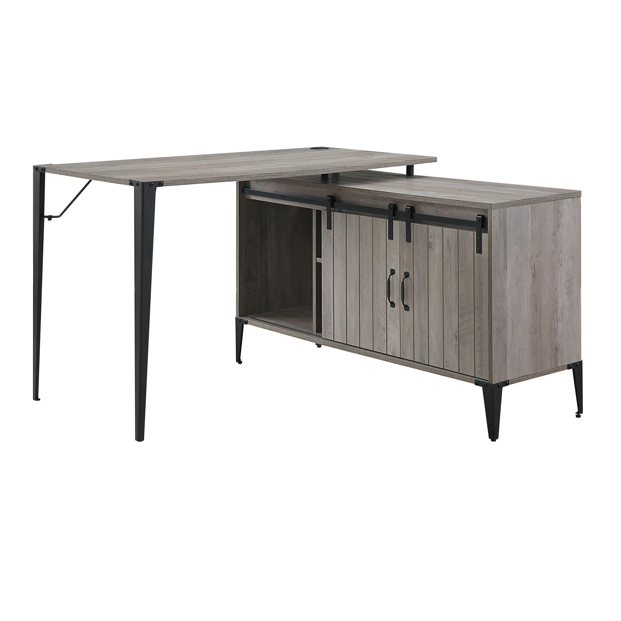 48 Gray and Black L Shape Writing Desk