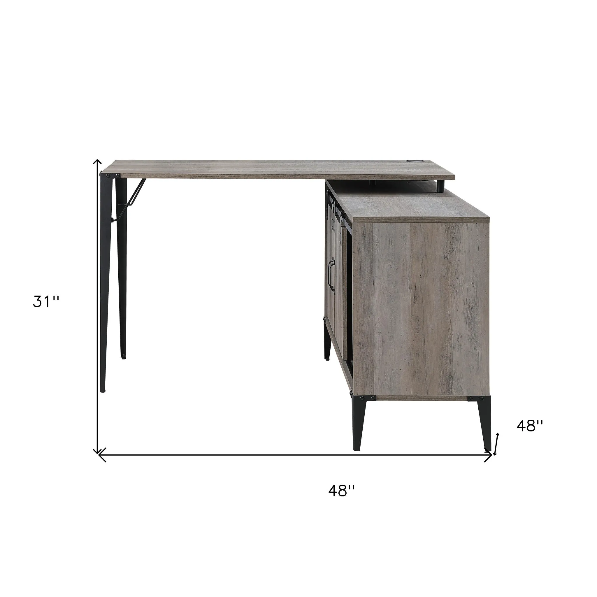 48 Gray and Black L Shape Writing Desk