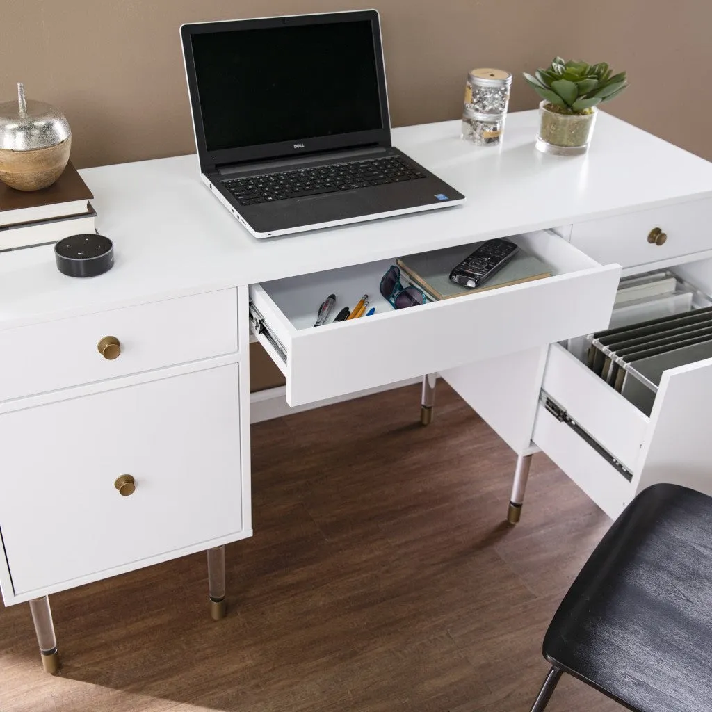 55 White Writing Desk With Four Drawers