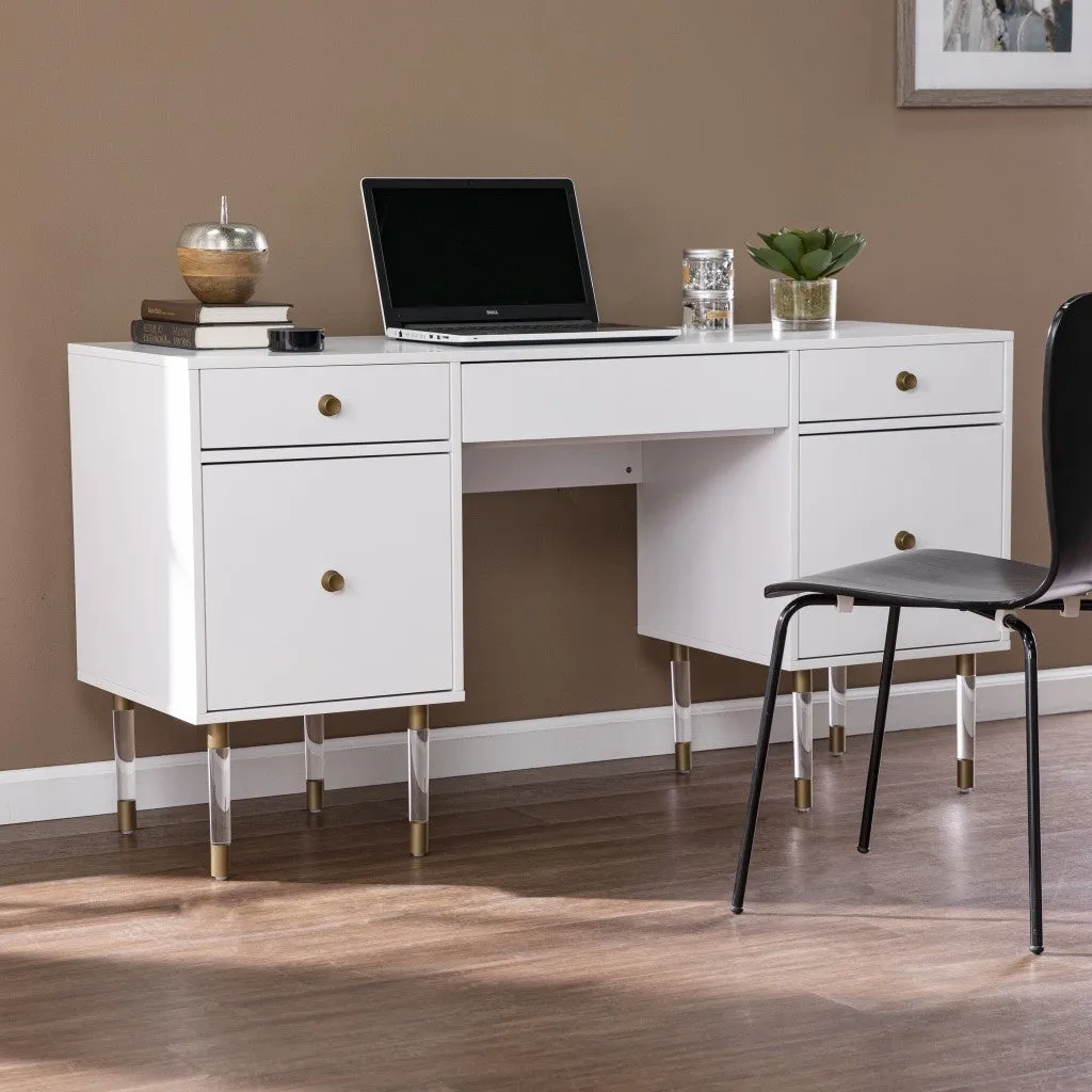 55 White Writing Desk With Four Drawers