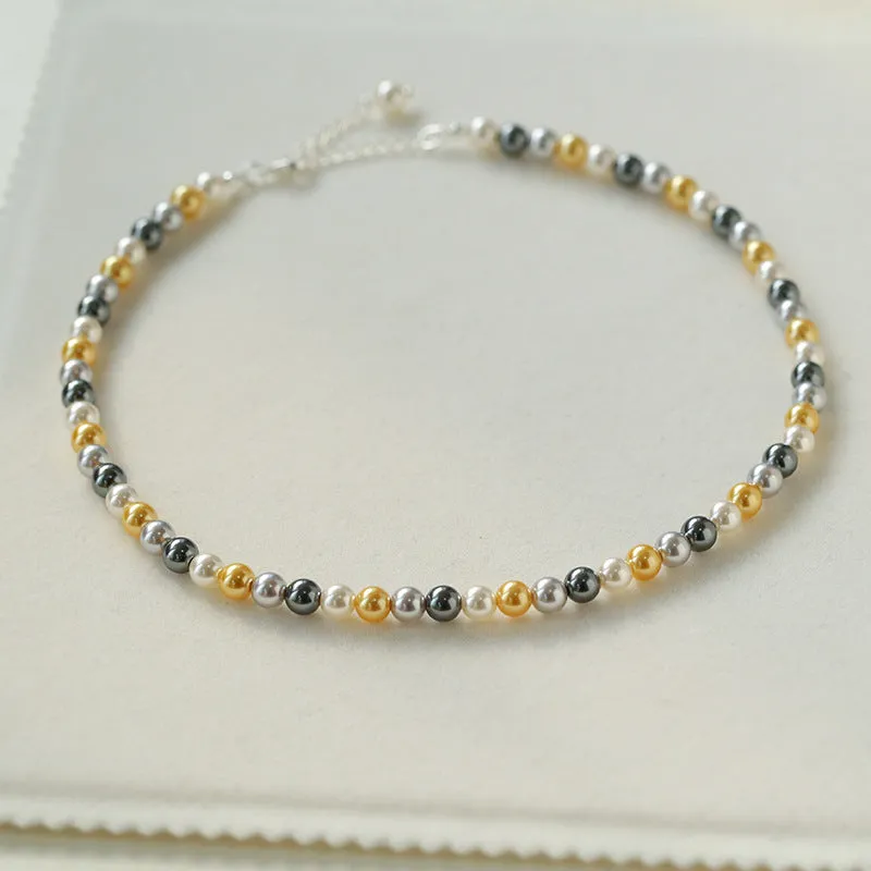 6mm Black Grey White Pearl Necklace