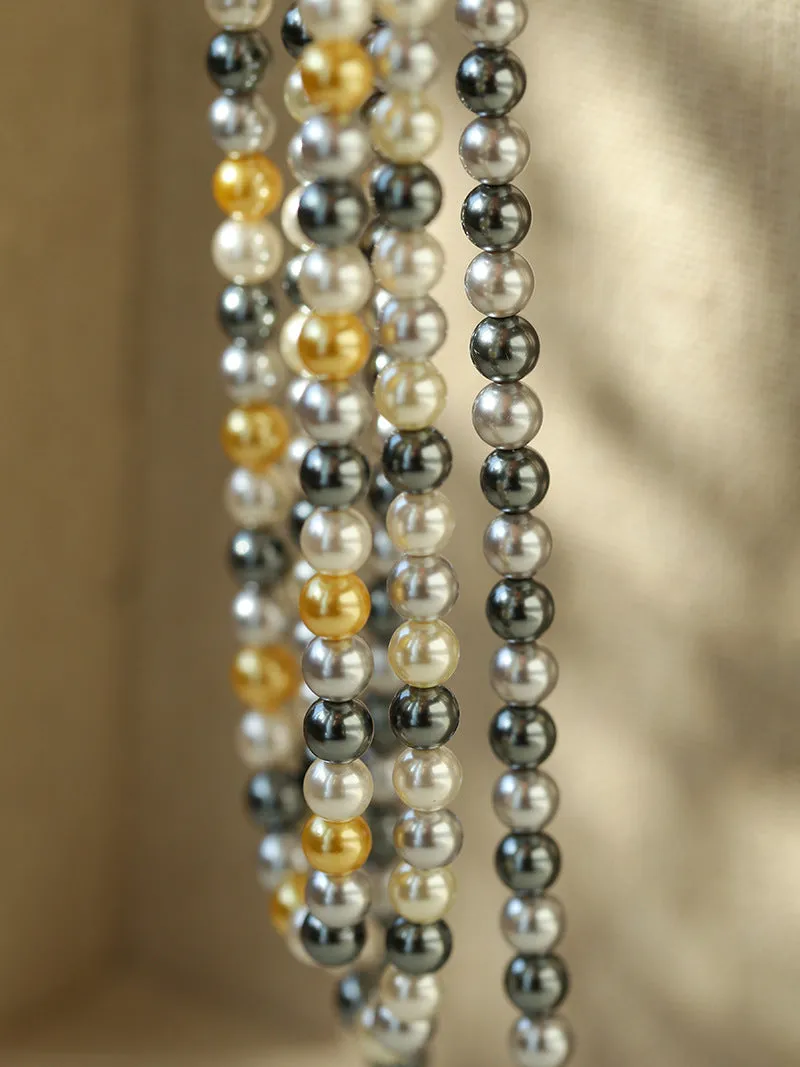 6mm Black Grey White Pearl Necklace