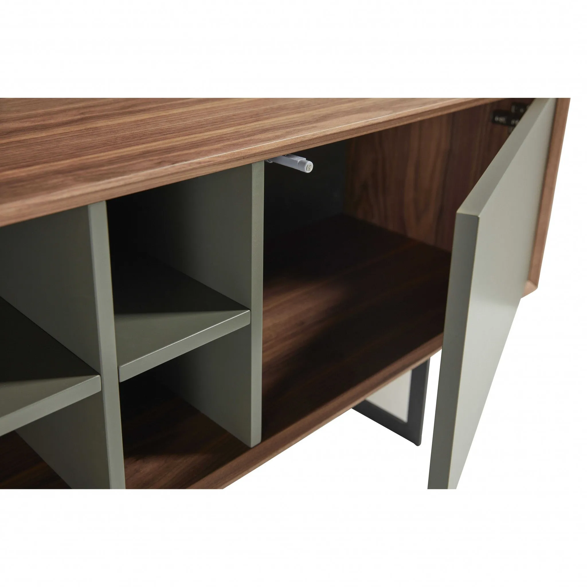 71 Media TV Stand In Walnut And Dark Gray