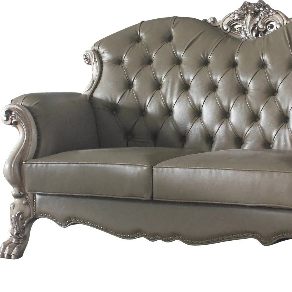 71 Patina And Bone Faux Leather Loveseat and Toss Pillows