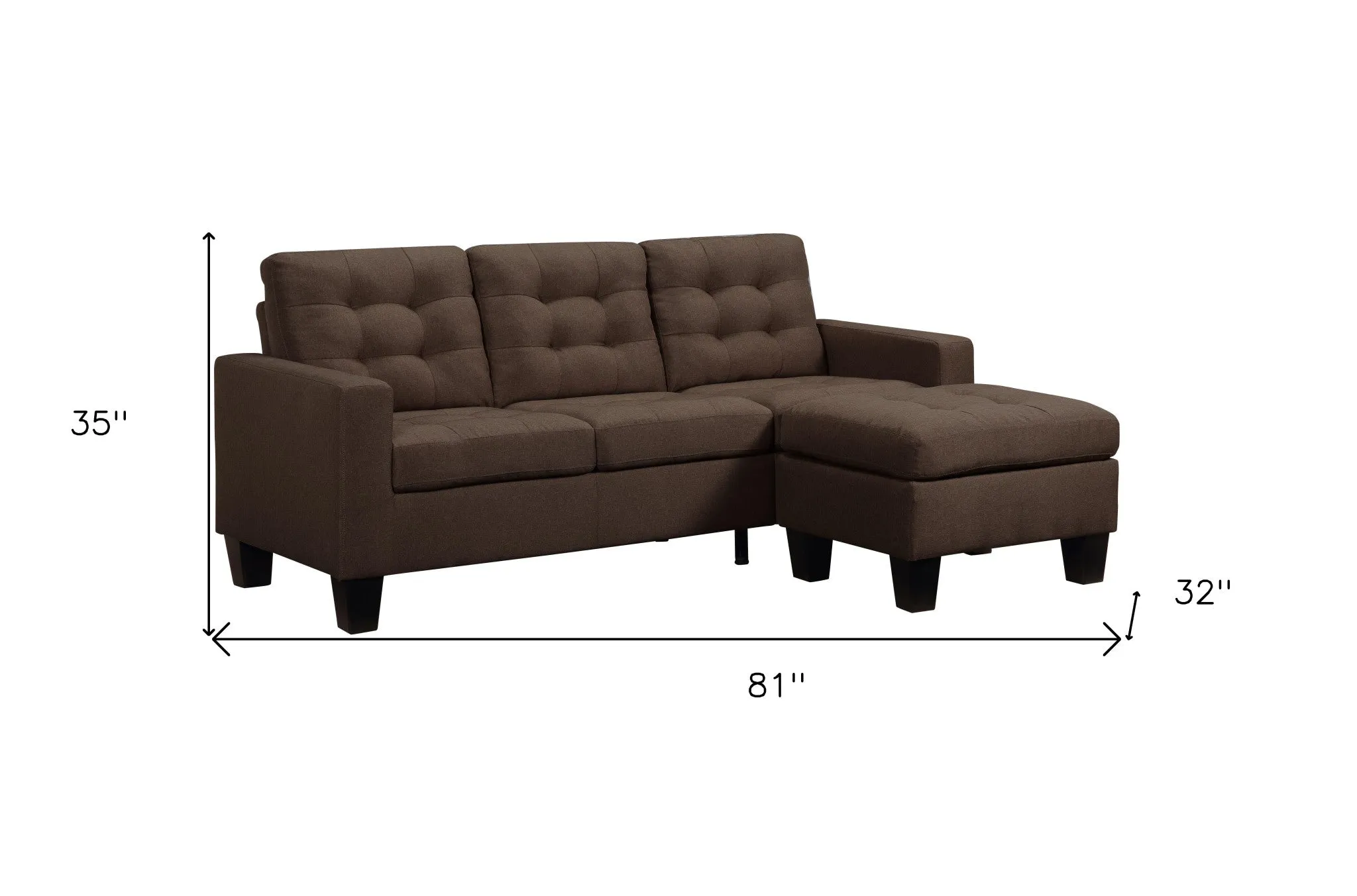 81 Brown Linen And Black Sofa