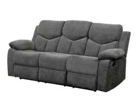 82 Gray And Black Chenille Reclining Sofa