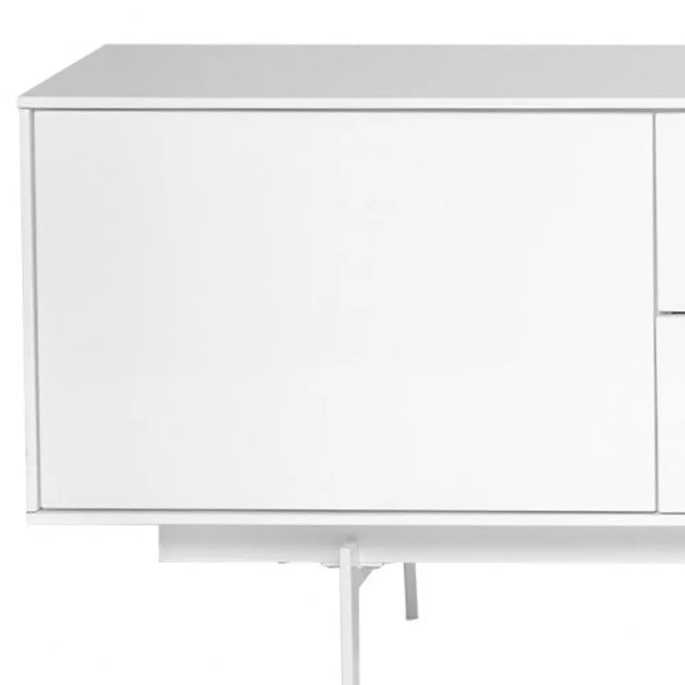 82 White Manufactured And Wood Cabinet Enclosed Storage TV Stand