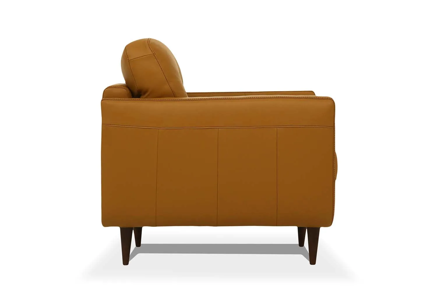 83 Camel Leather And Black Sofa