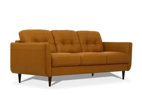 83 Camel Leather And Black Sofa