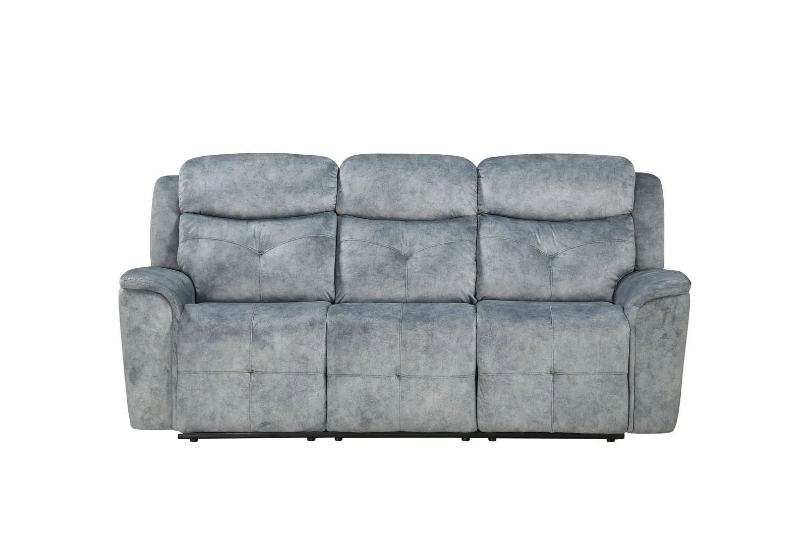 83 Gray And Black Velvet Reclining Sofa