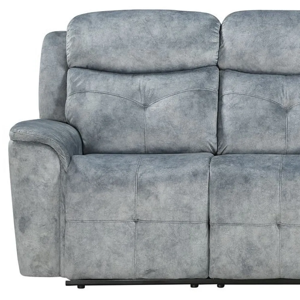 83 Gray And Black Velvet Reclining Sofa