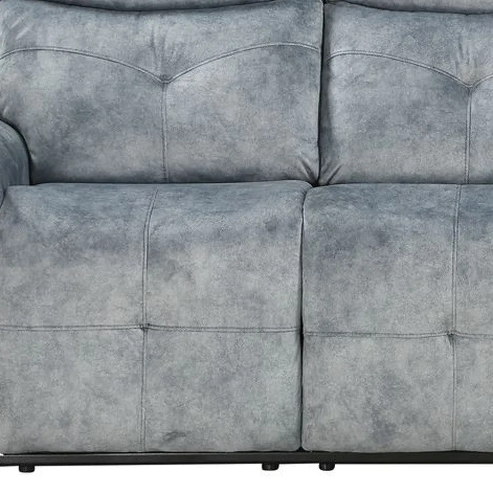 83 Gray And Black Velvet Reclining Sofa