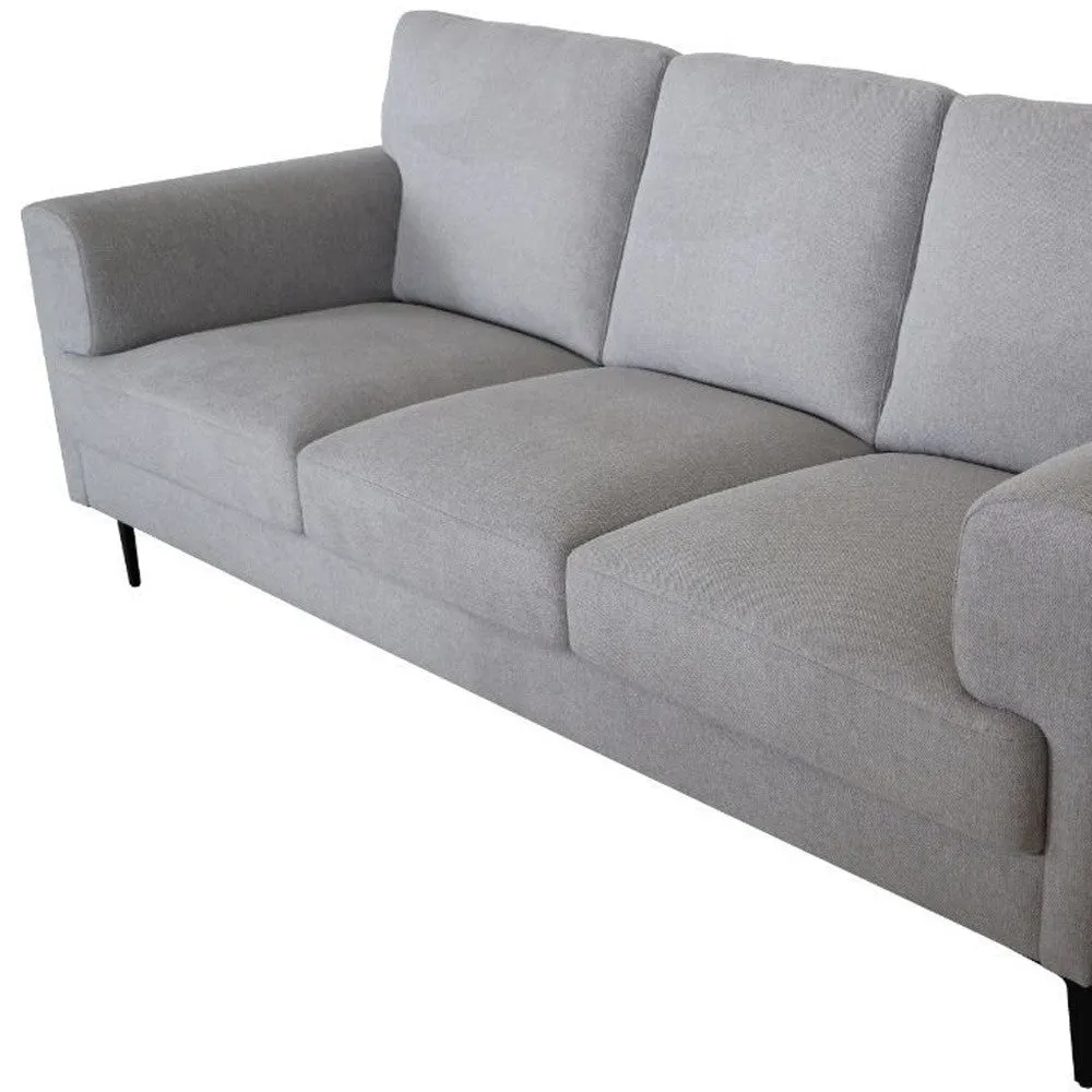 84 Light Gray Linen And Black Sofa