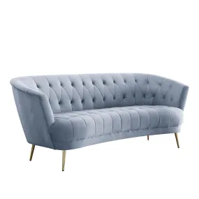 84 Light Gray Velvet And Gold Sofa