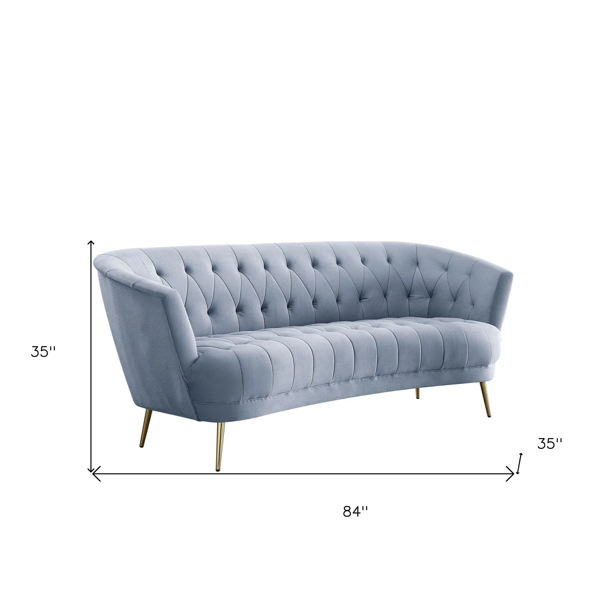 84 Light Gray Velvet And Gold Sofa