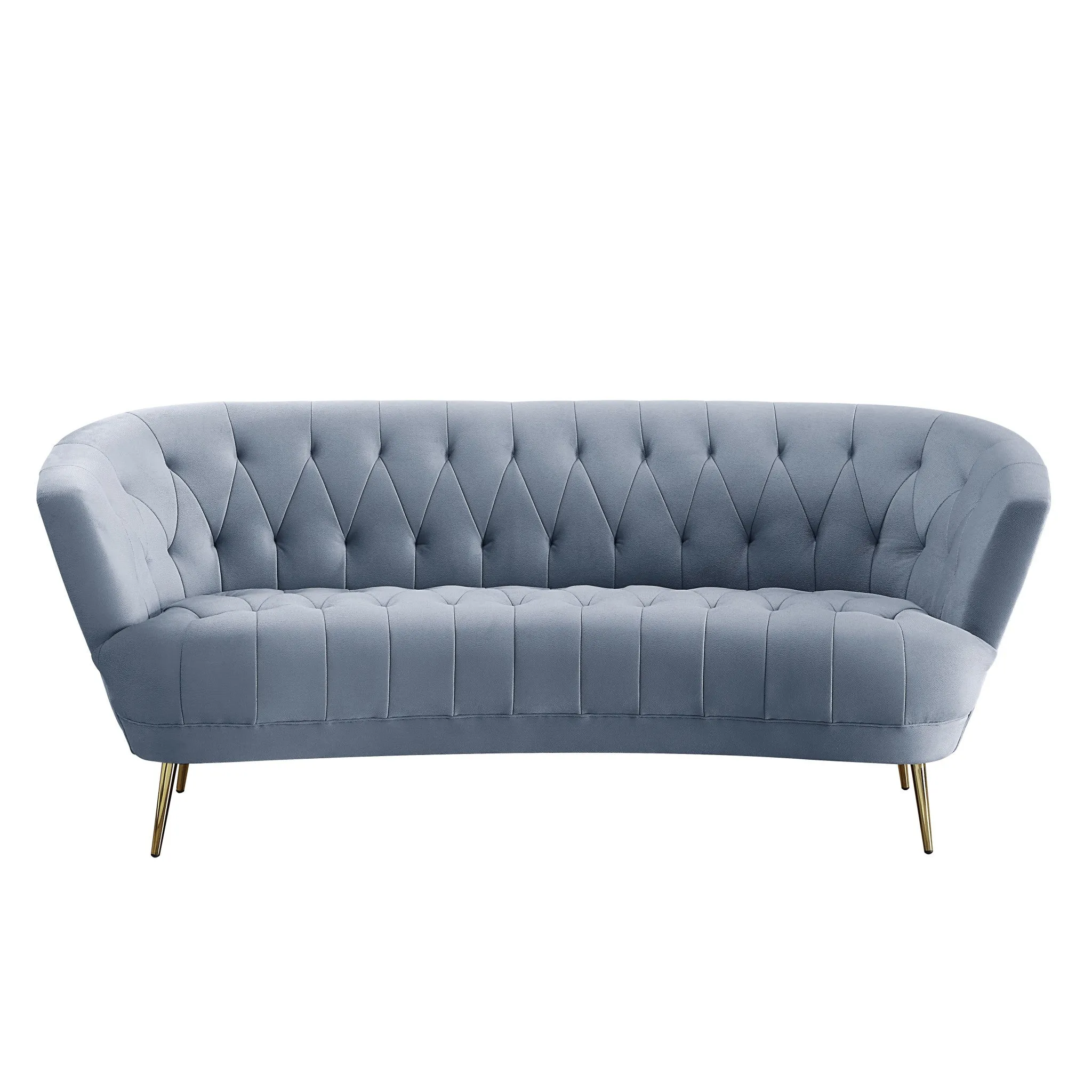 84 Light Gray Velvet And Gold Sofa