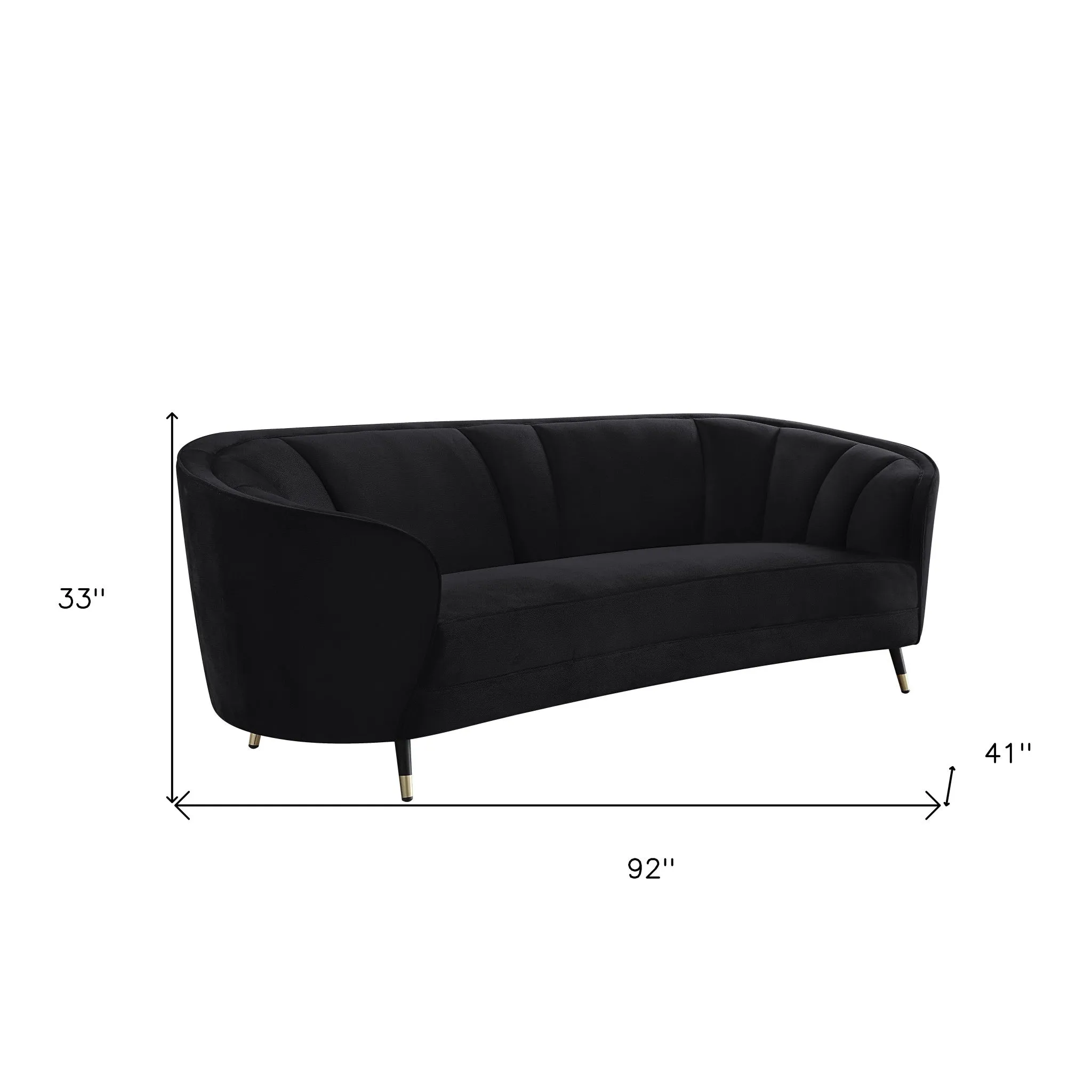 92 Black Velvet Sofa