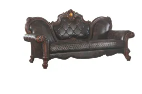 93 Dark Brown Faux Leather Sofa With Three Toss Pillows