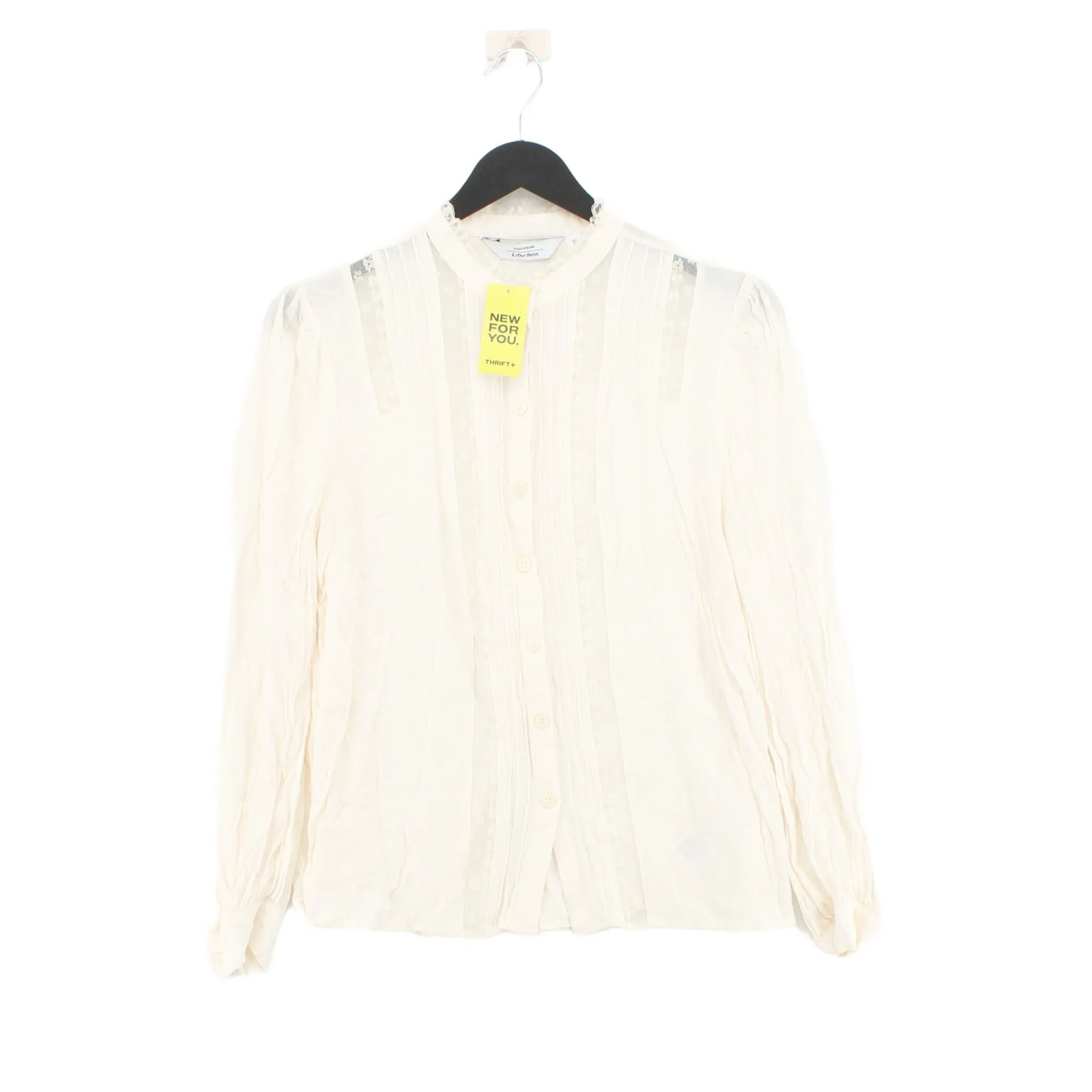 & Other Stories Women's Blouse UK 10 Cream Viscose with Polyamide