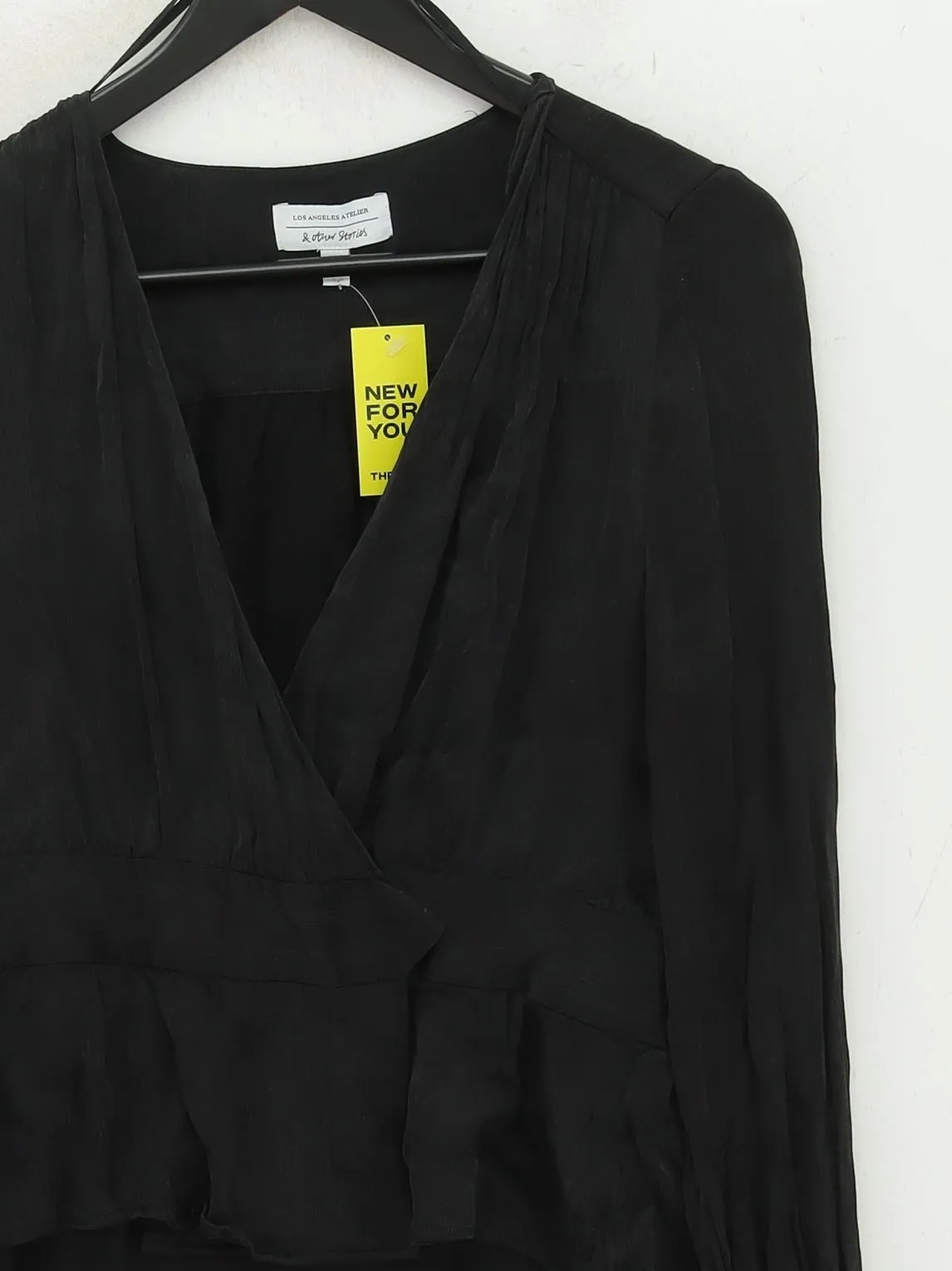 & Other Stories Women's Blouse UK 12 Black Cotton with Viscose